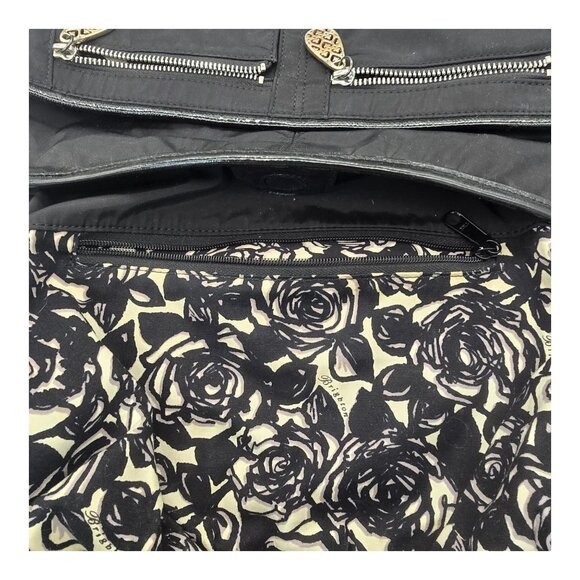 Brighton Black Nylon Patent Leather Trim Hobo Shoulder Bag Braided Strap Pockets - Picture 8 of 16